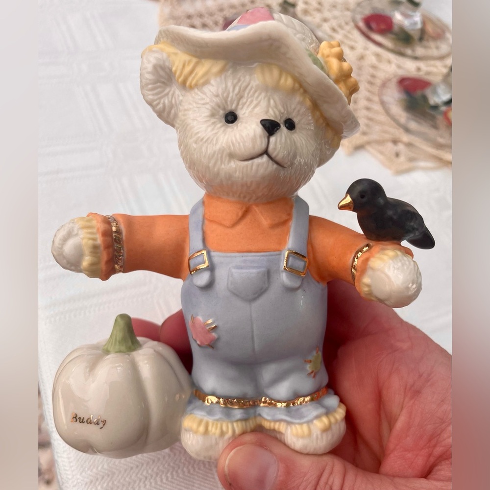 Lenox Orange and Blue Holiday Decor Bear Figurine